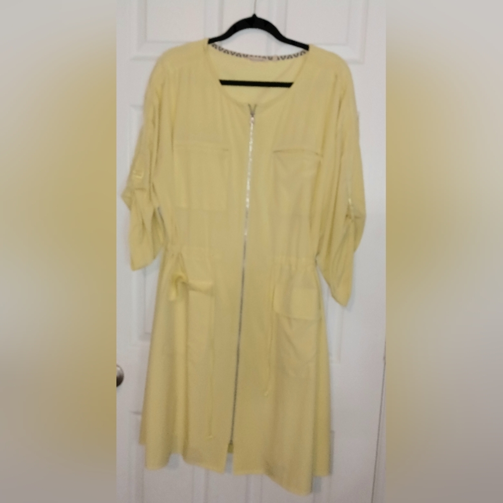 Pastel Yellow Soft Surroundings XL  Utility Dress – Lined, Pockets, Drawstring